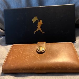 Baseballism Glove Leather Trifold Wallet Tan